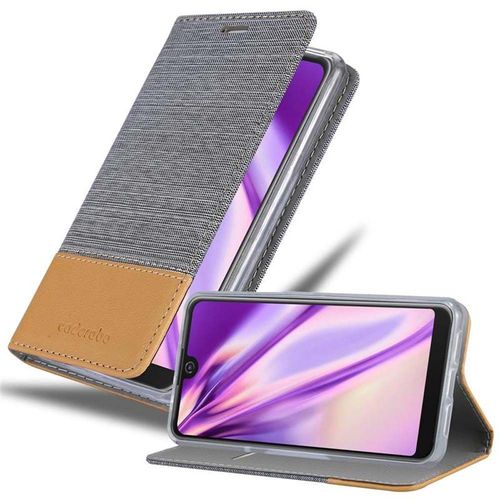 Cadorabo Housse Compatible Avec Wiko View 2 Pro En Gris Clair Marron - Étui De Protection Avec Fermeture Magnétique, Fonction De Support Et Compartiment Pour Carte