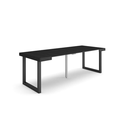 Table Console Extensible | Console Meuble | 220 | Pour 10 Personnes | Pieds Bois Massif | Style Moderne | Noir