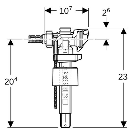 Robinet flotteur Geberit type 383, alimentation latérale, 3/8', mamelon laiton - GEBERIT - 281.002.00.5