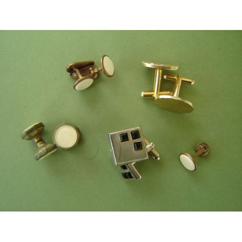 Lot De 4 Paires De Boutons De Manchette + 1 Seul Anciens (Années 1950/60