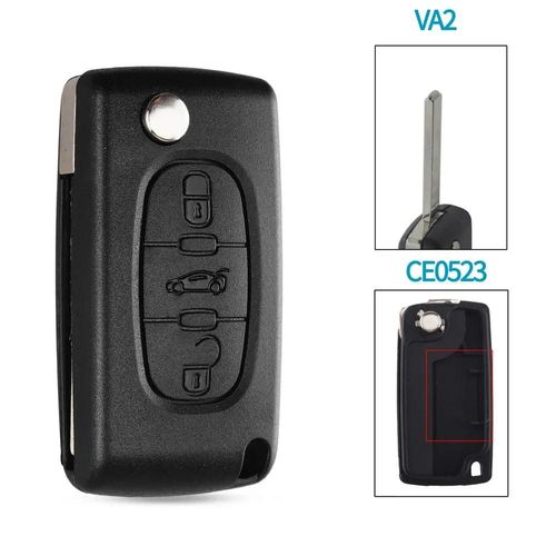 Coque De Clé De Voiture À 3 Boutons Pour 207,208,307,308,408,Partner,Pliable,Lame Hu83 Ce0536- 3bt Va2 Ce0523-For Citroen-A