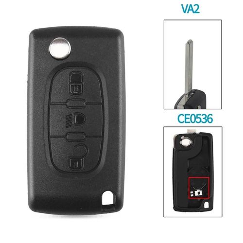 Coque De Clé De Voiture À 3 Boutons Pour 207,208,307,308,408,Partner,Pliable,Lame Hu83 Ce0536- Light Va2 Ce0536-For Citroen
