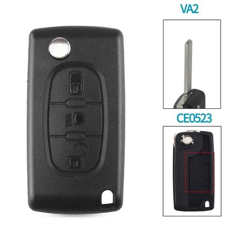 Coque De Clé De Voiture À 3 Boutons Pour 207,208,307,308,408,Partner,Pliable,Lame Hu83 Ce0536- 3bt Va2 Ce0523-For Citroen-B