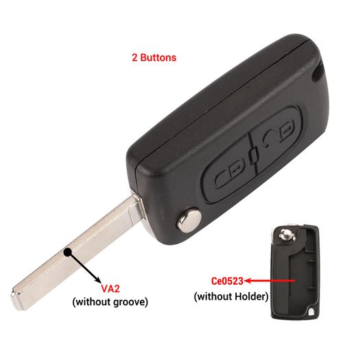 Coque De Clé De Voiture À Clapet,2/3 Boutons,Pour 207 307 308 407 607 Partner,Citroën C2 C3 C4 C5 C6 - 2b Va2 Ce0523-For Citroen