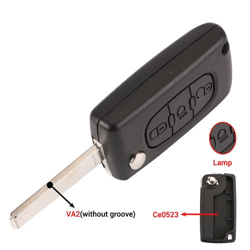 Coque De Clé De Voiture À Clapet,2/3 Boutons,Pour 207 307 308 407 607 Partner,Citroën C2 C3 C4 - 3b Lamp Va2 Ce0523-For Citroen