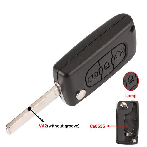 Coque De Clé De Voiture À Clapet,2/3 Boutons,Pour 207 307 308 407 607 Partner,Citroën C2 C3 C4 - 3b Lamp Va2 Ce0536-For Citroen