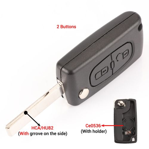 Coque De Clé De Voiture À Clapet,2/3 Boutons,Pour 207 307 308 407 607 Partner,Citroën C2 C3 C4 C5 C6 - 2b Hca Ce0536-For Citroen