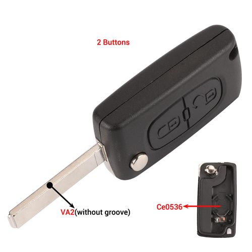 Coque De Clé De Voiture À Clapet,2/3 Boutons,Pour 207 307 308 407 607 Partner,Citroën C2 C3 C4 C5 C6 - 2b Va2 Ce0536-For Citroen