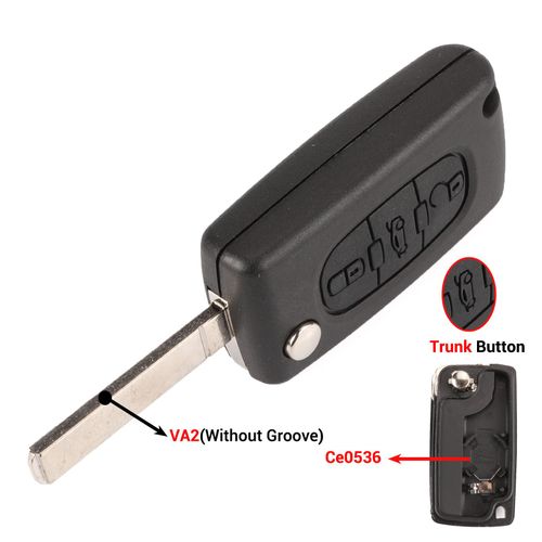 Coque De Clé De Voiture À Clapet,2/3 Boutons,Pour 207 307 308 407 607 Partner,Citroën C2 C3 C4 - 3b Trunk Va2 Ce0536-For Citroen