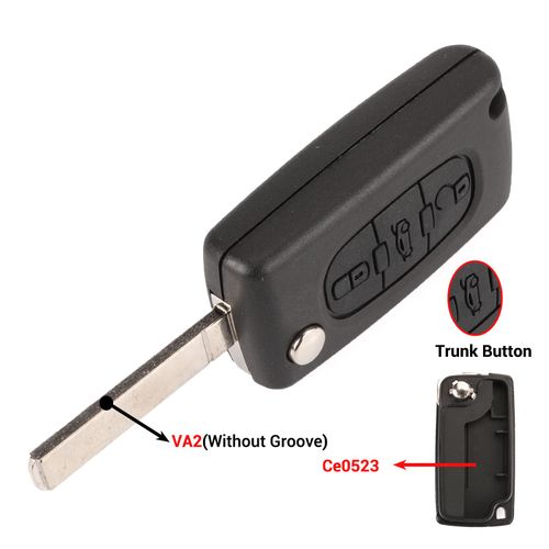 Coque De Clé De Voiture À Clapet,2/3 Boutons,Pour 207 307 308 407 607 Partner,Citroën C2 C3 C4 - 3b Trunk Va2 Ce0523-For Citroen