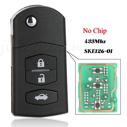 Jingyuqin Pliant Clé À Distance Démarreur De Voiture 3 Bouton 433mhz 4d63 Pour Mazda 2/3/5/6/Mx5/Cx7 (Ske126-01)- Key Nochip