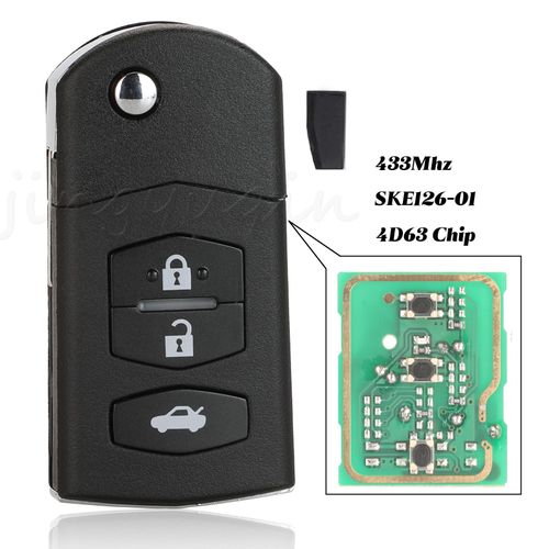 Jingyuqin Pliant Clé À Distance Démarreur De Voiture 3 Bouton 433mhz 4d63 Pour Mazda 2/3/5/6/Mx5/Cx7 - Key With 4d63 Chip