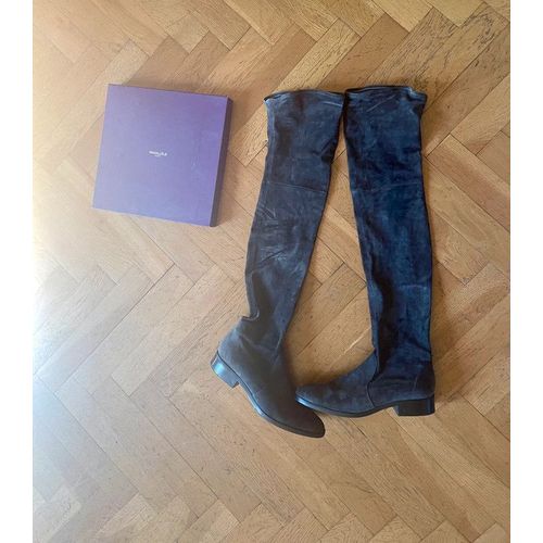Cuissardes Fabea En Cuir Velours Stretch Gris Souris. Hauteur De Tige, 60cm. Hauteur Du Talon 3 Cm. Fabrication En France Et À La Main. Achetées En Boutique Plus De 400 €. Portées 2 Fois
