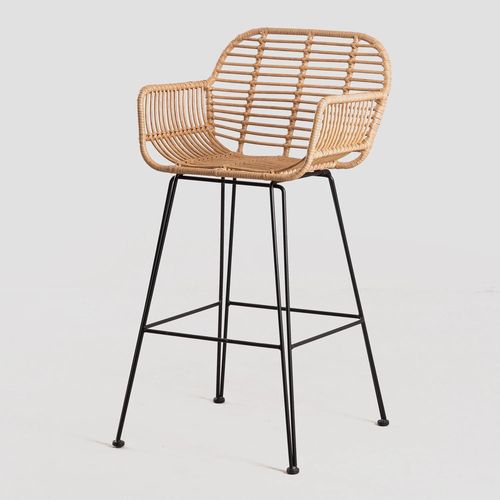 Pack De 2 Tabourets Hauts En Rotin Synthétique Eska Noir ¿75 Cm