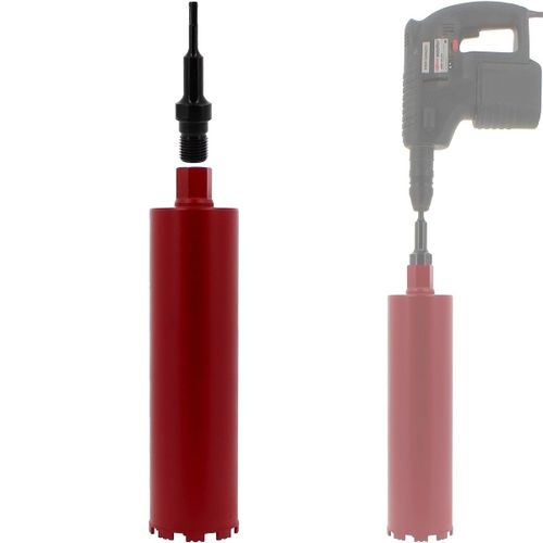 Couronne diamant Ø 114 mm avec adaptateur pour perceuse et perforateur SDS-plus