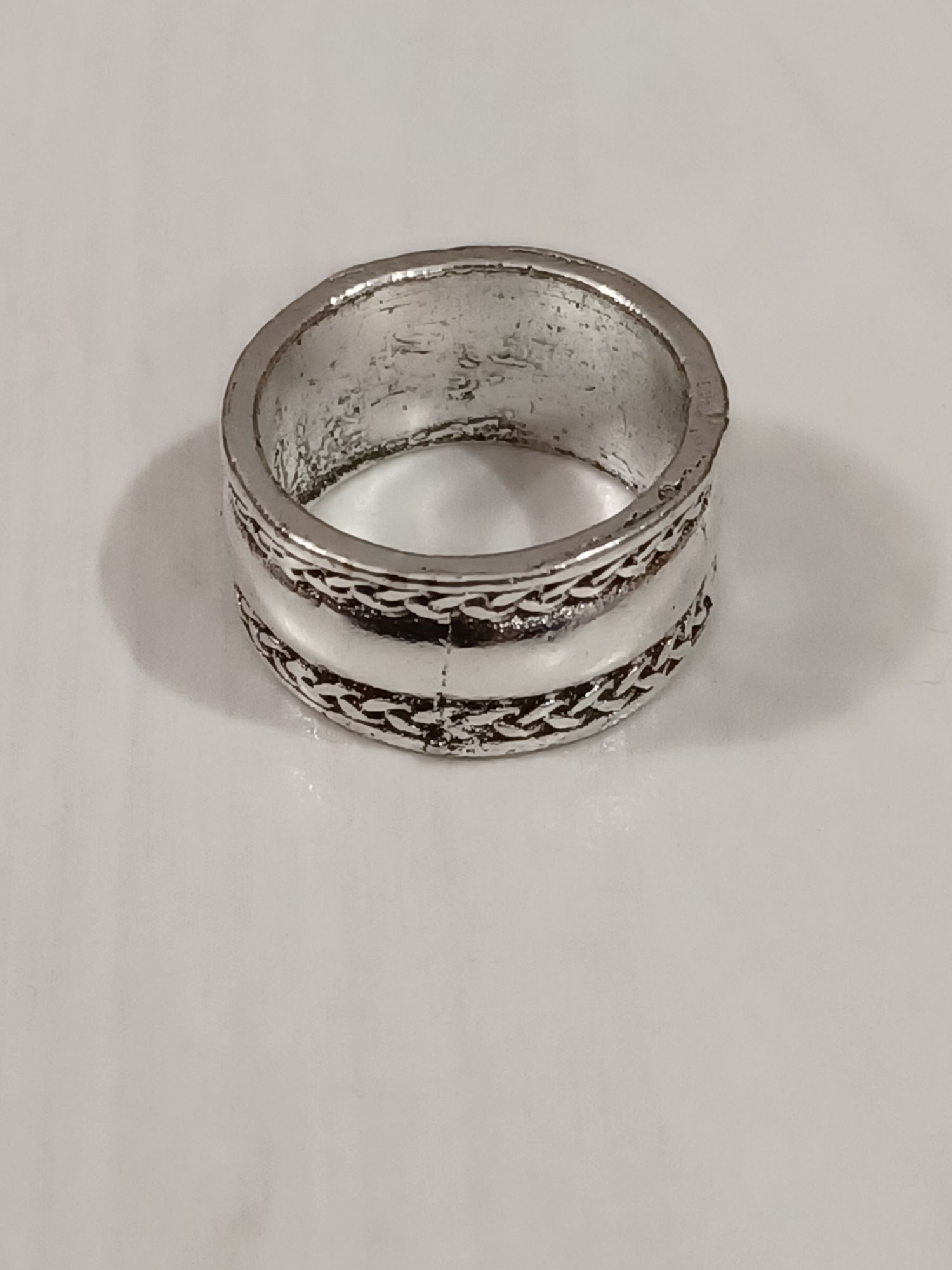 Bague Métal Argenté,Anneau Épais Tresses,Taille 16.5