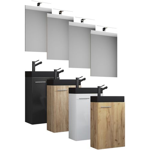Vcm 3-Pièces Ensemble De Meubles De Salle De Bains Wc Invités Lavabo Petite Étroite Slito Sp-Bl