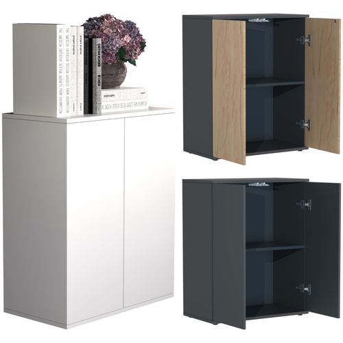 Vcm Commode En Bois Sideboard Highboard Buffet Armoire Dalosa 2 Portes Battantes