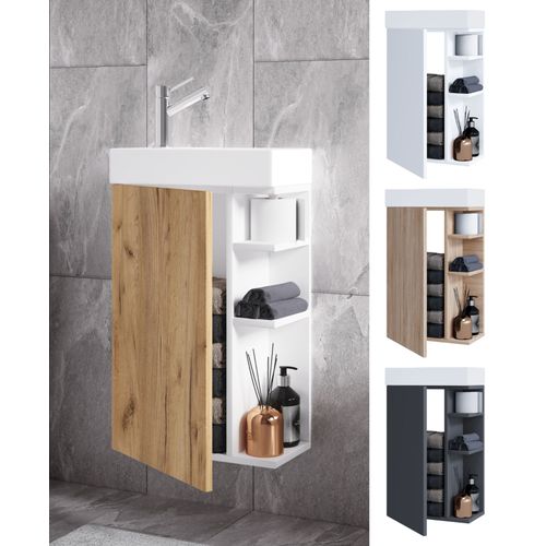 Vcm 2-Pièces Ensemble De Meubles De Salle De Bain Wc Invités Salle De Bains Lavabo Petit Étroit Lumia
