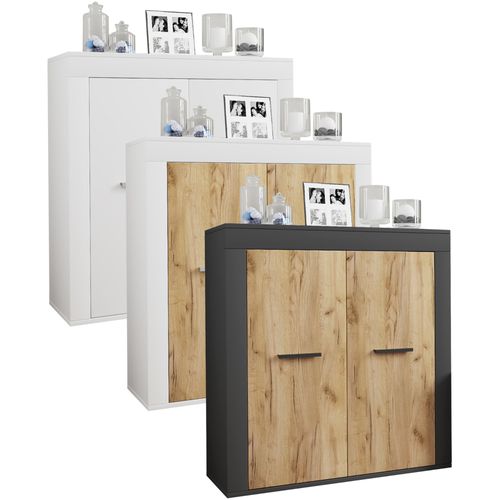 Vcm Commode En Bois Sideboard Highboard Armoire Usilo 2 Portes Battantes