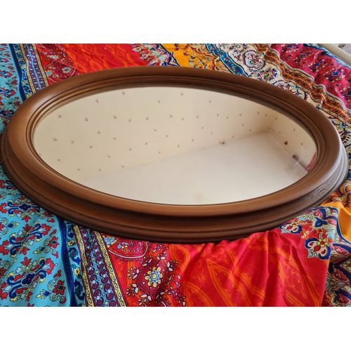 Miroir oval entourage bois