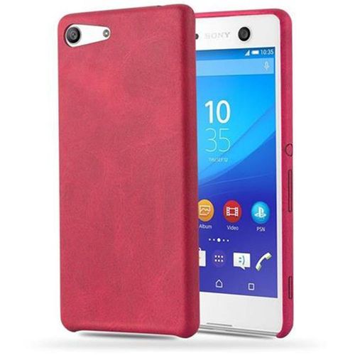 Cadorabo Housse Compatible Avec Sony Xperia M5 En Vintage Rouge - Hard Case Étui De Protection En Similicuir