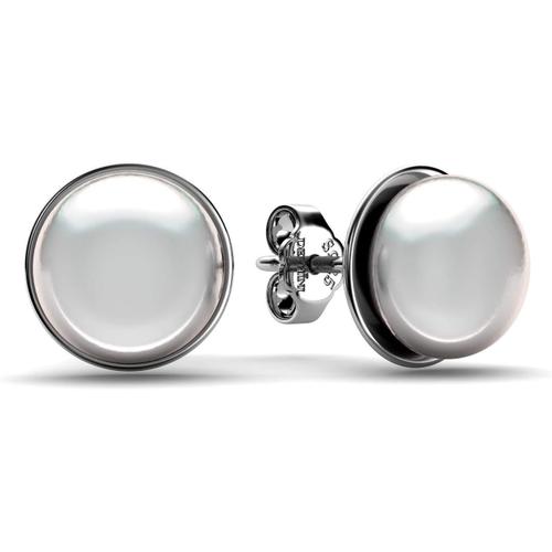 Boucles D'oreilles Perle-Argent Sterling 925-Bijoux Fins-Boucles D'oreilles Pendantes En Perles Véritables-Boucles D'oreilles Clous Blanches Pour Femme-Plaqué Rhodium