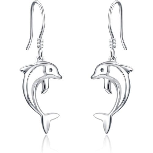 Boucles D'oreilles Pendantes En Argent Sterling 925 En Forme De Chat/Dauphin/Pingouin/Papillon Avec Marguerite En Argent Sterling,Bijoux Cadeaux Pour Femmes Et Adolescentes