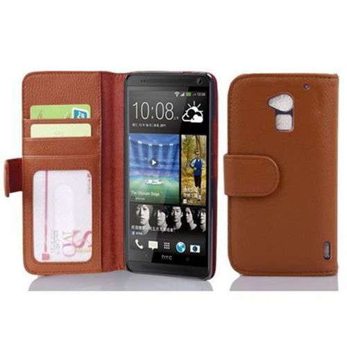 Cadorabo Housse Compatible Avec Htc One Max T6 En Noisette Marron - Etui De Protection Avec Fermeture Magnétique Et 3 Emplacements Pour Cartes