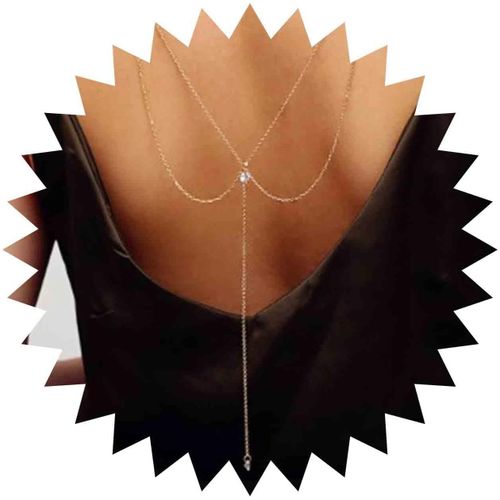 Boho Cristal Toile De Fond Collier Rétro Minimaliste Strass Pendentif Collier Or Long Dos Chaîne Dentelle Mariée Lariat Chaîne Gland Chaîne Bijoux Faits À La Main Pour Femmes Filles[Q2405]