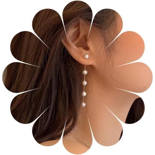 Boucles D'oreilles Pendantes En Perles Boucles D'oreilles Longues En Perles Boucles D'oreilles Vintage En Chaîne En Perles Boucles D'oreilles De Mariage En Perles Pour Filles Femmes Cadeaux [Q4345]