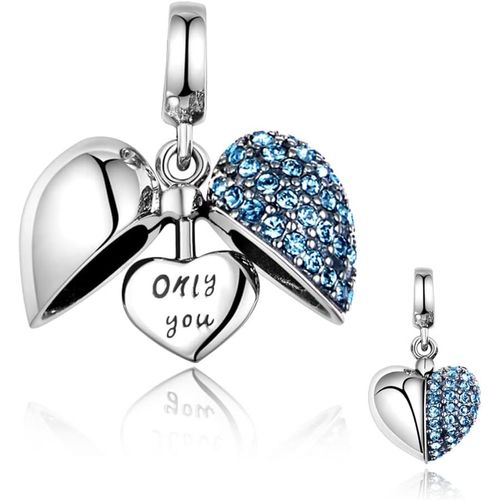 Charms Amour C?Ur En Argent Sterling 925 Avec Cristal Pour Bracelets Breloque En Forme De C?Ur En Argent Sterling 925 Compatible Avec Les Bracelets Et Colliers Et Européens[Q6144]