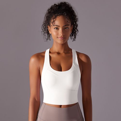 Soutien-Gorge De Yoga Sexy En Coupe-Vent Avec Dos Nu Sensation De Sport Et Fitness Manches Longues Non Doublées Couleur Blanche Taille S