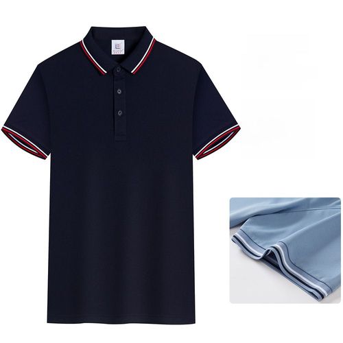 T-Shirt À Col Revers Pour Homme Pour L'été Polo D'affaires Avec Manches Courtes Personnalisable Pour Le Travail Vêtement De Culture Couleur Bleu Turcs Taille 4xl