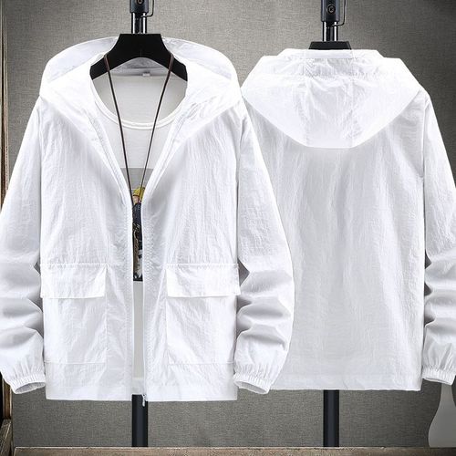Manteau De Pêche En Cuir Légér Et Transparent Pour Homme Grande Taille Protection Solaire Pour L'été Style Couple Couleur Blanche Taille M