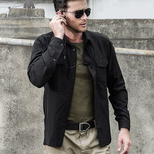 Chemise De Travail Tactique À Séchage Rapide Pour Hommes Chemise À Manches Longues Pour Saison Printanière Et Automne Chemise En Noir Taille S Pour Activités Extérieures