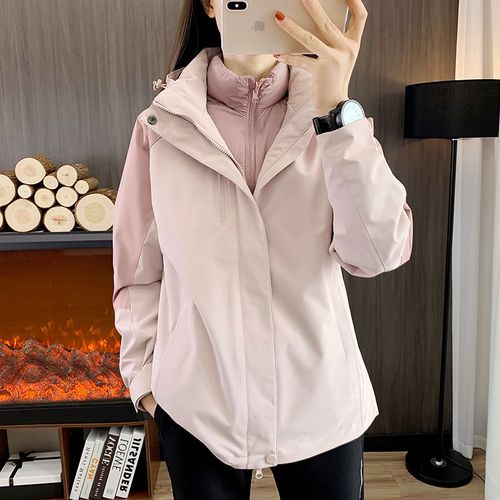 Veste De Montagne Chaude Et Coupe-Vent En Duck Blanc Pour Femme Trois-En-Un Démontable Pour L'automne Et L'hiver Ensemble De Deux Pièces Couleur: Lavande Taille: M (90-105 Kg)
