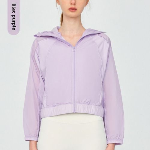 Manteau De Protection Solaire En Mousseline Nouveau Style Léger Et Respirant Avec Grande Visière Upf50+ Démontable Pour Femmes Sportives Couleur: Violet Cinnamond