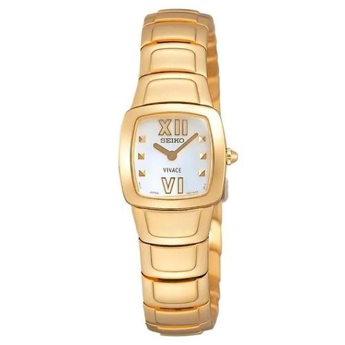Montre Femme - Seiko - Suj778 - Mouvement Quartz - Bracelet En Cuir - Cadran Acier Inoxydable