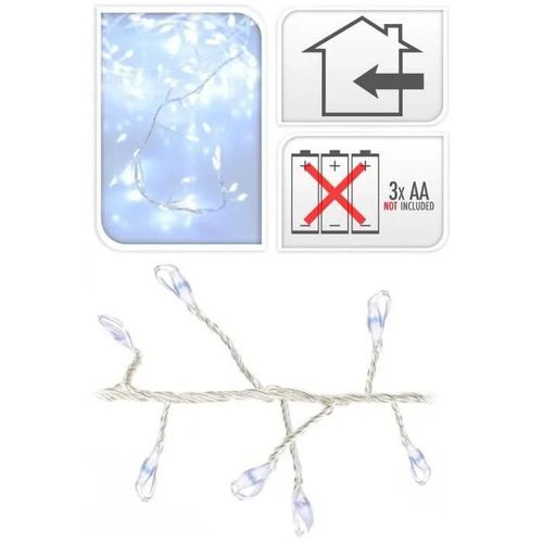 Ghirlanda 100 Microled Lineari Luci Bianco Freddo A Batteria
