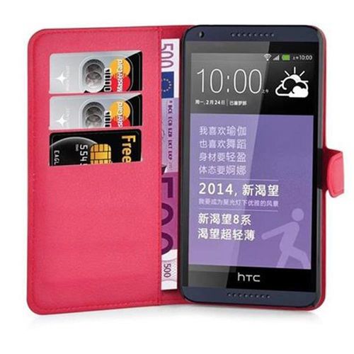 Cadorabo Housse Compatible Avec Htc Desire 816 En Rouge Cerise - Étui De Protection Avec Fermeture Magnétique, Fonction De Support Et Compartiment Pour Carte
