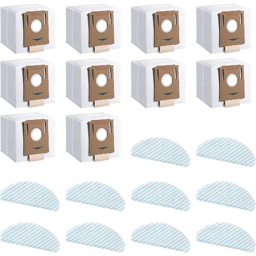 Kit De Nettoyage Pour Balayeuse 20 Pièces, 10 Sacs D'Aspirateur Compatibles Avec T8 T9 Aivi+/Power/Pro, Sacs De Remplacement Et 10 Accessoires De Vadrouille Jetables[X1185]