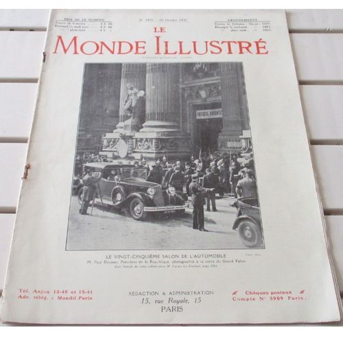 Le Monde Illustré N°3851 Du 10/10/1931-Le Cinquantenaire Du Chat Noir-1ère Croisière Du Croiseur/École Jeanne D'arc Depuis Brest-Une Babel Coloniale Aux Portes De Paris : Le Camp St-Maur -Etc...