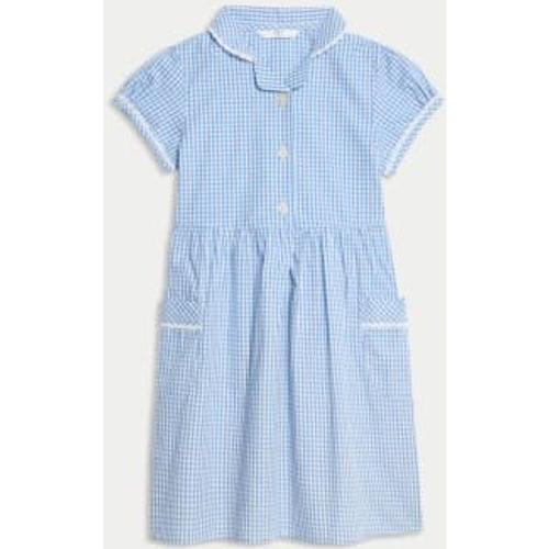 Robe Pour L'école 100 % Coton À Carreaux Vichy (Du 2 Au 14 Ans) - Bleu