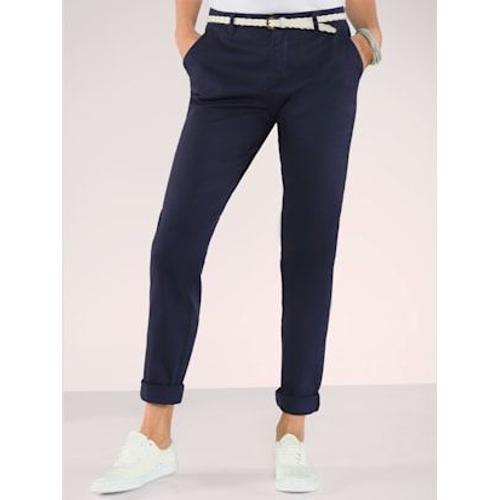 Pantalon Chino Femme En Coton Extensible - - Marine