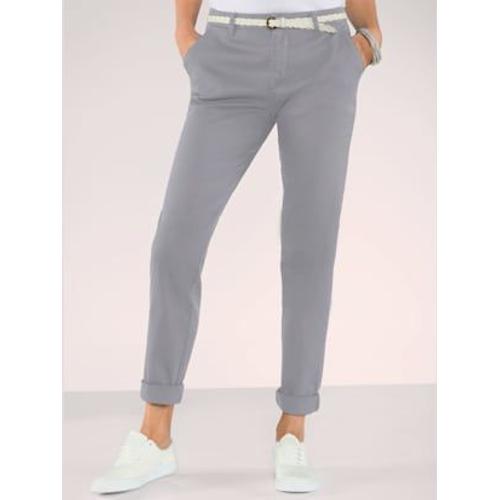 Pantalon Chino Femme En Coton Extensible - - Gris