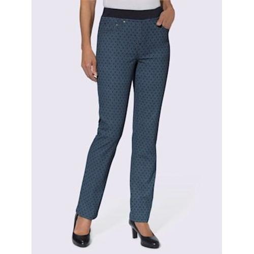 Jean Femme Confortable Avec Ceinture Élastique - - Bleu Foncé Imprimé