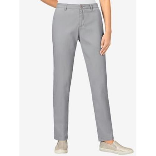 Pantalon Chino Femme En Coton Extensible - - Gris