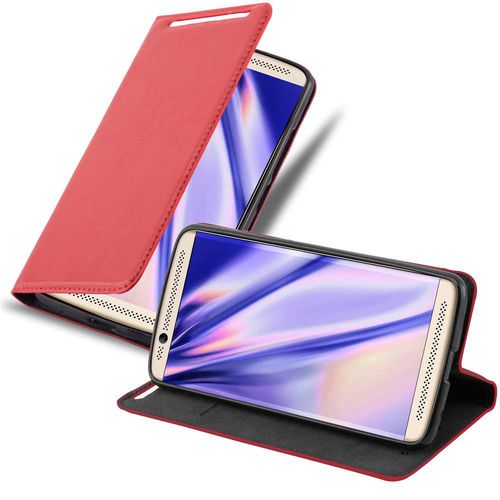 Cadorabo Housse Compatible Avec Zte Axon 7 En Rouge De Pomme - Étui De Protection Avec Fermeture Magnétique, Fonction De Support Et Compartiment Pour Carte
