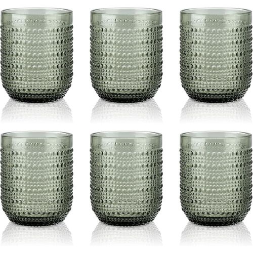 Lot De 6 Verres À Boire Vintage En Forme De Clous En Relief, Tasses En Verre De Grise, Gobelet À Eau Texturé De 250 Ml, Jus De Boisson À L'ancienne, Soda, Bulle, Cocktail, Bière, Jus De Café